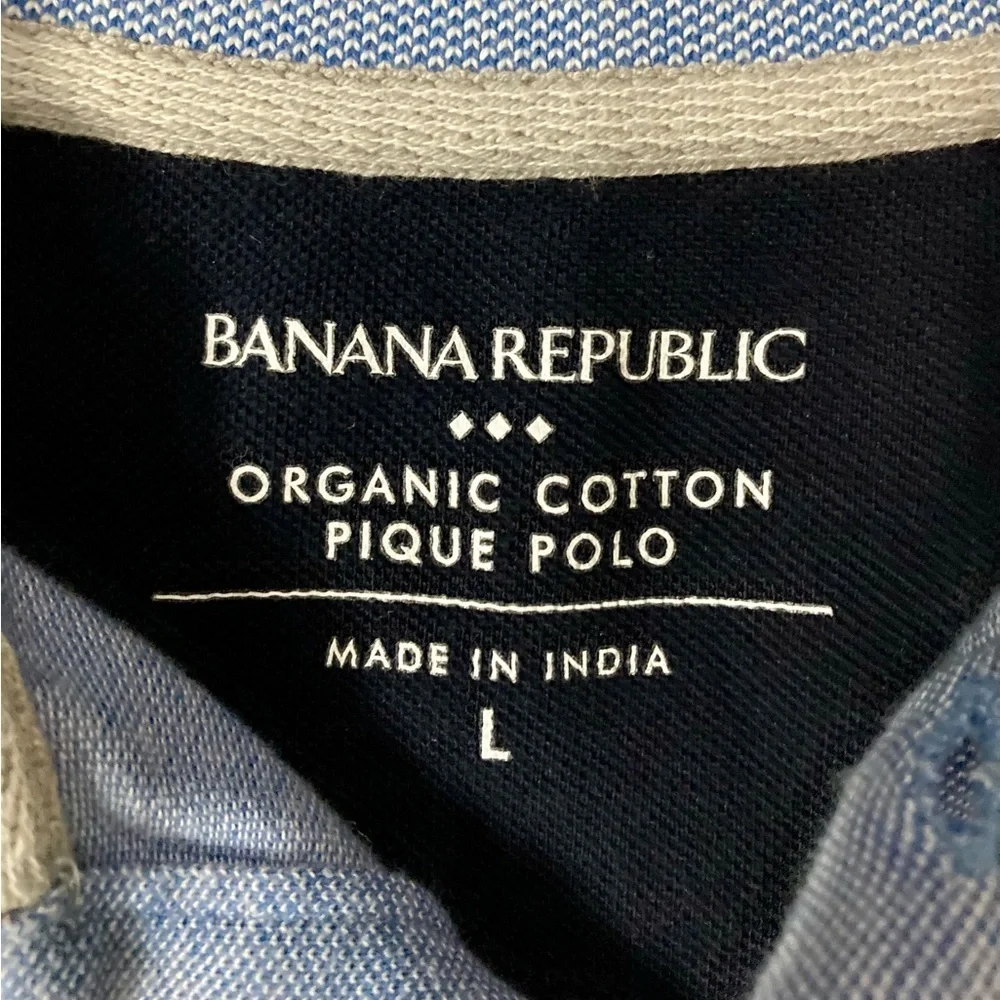 Banana Republic Men’s Size Large Blue Organic Cotton Pique Polo‎ Shirt